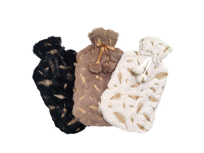 golden-feather-design-faux-fur-hot-water-bottle-2l-3-assorted-colours