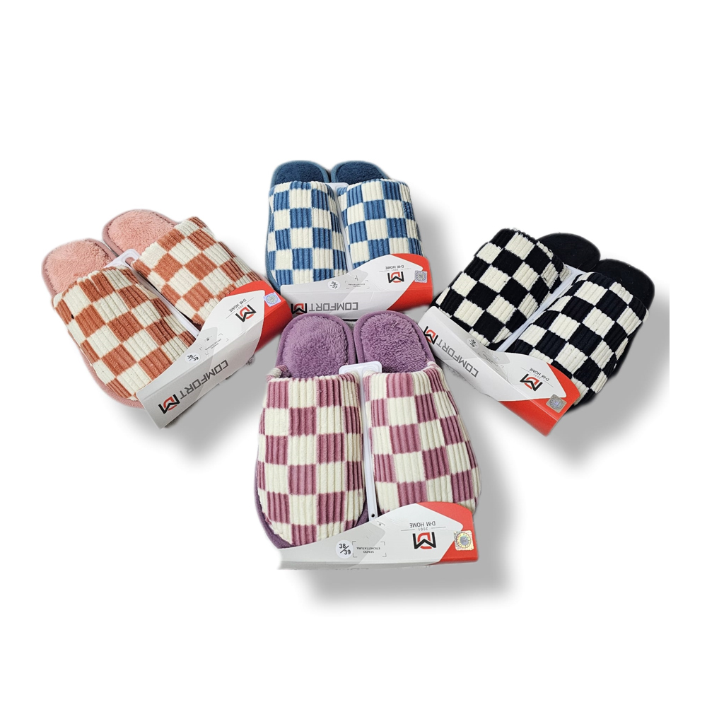 due-mele-checkered-bed-slippers-4-assorted-colours-36-41