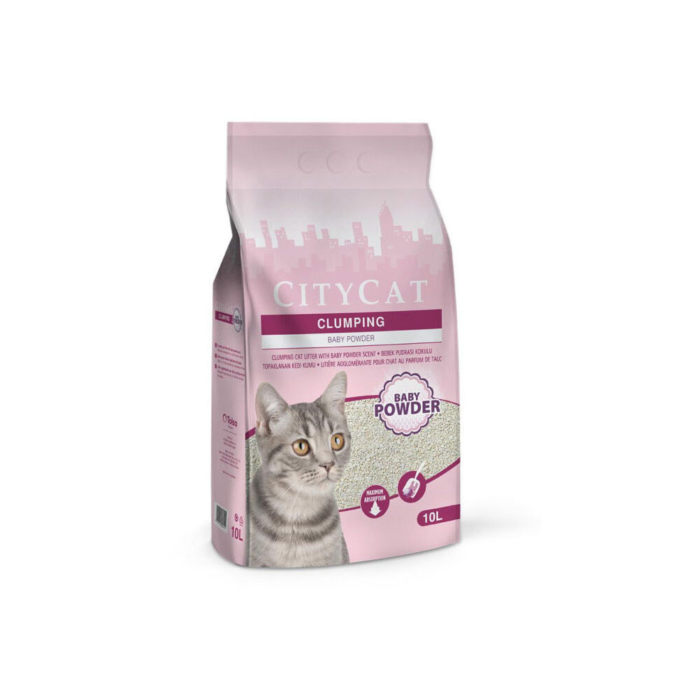 city-cat-clumping-baby-powder-cat-litter-10l