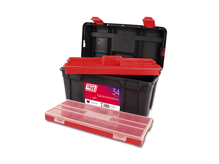 tayg-plastic-tool-box-with-tray-organizer-black-58cm-x-29cm