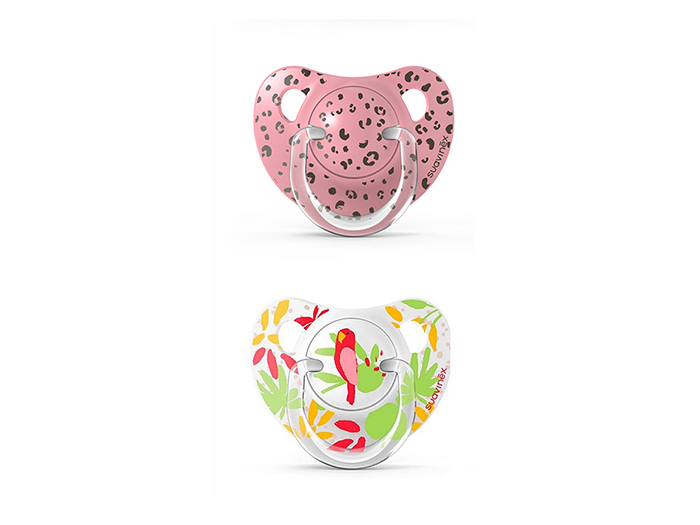 suavinex-anatomical-silicone-pacifiers-0-6-months-jungle-pink-set-of-2-pieces