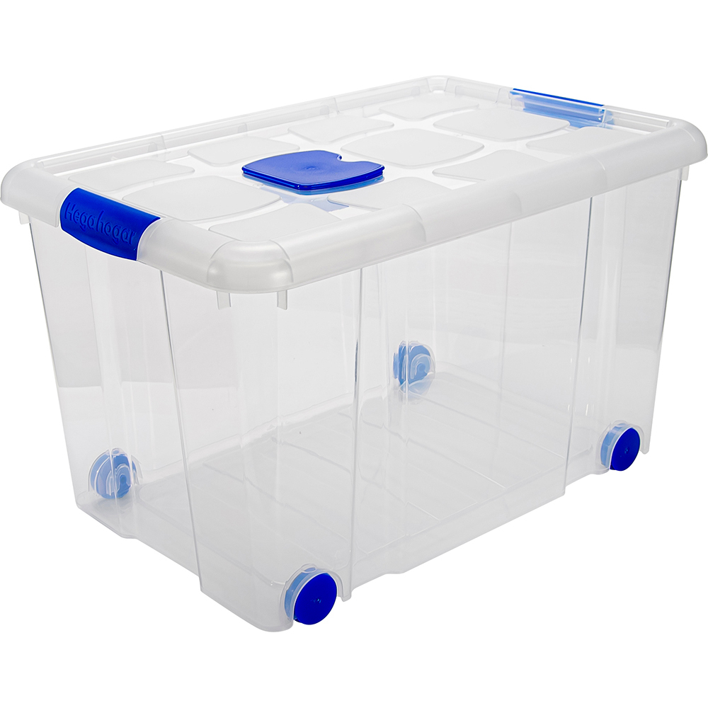 Hommp 4-Pack 70 L Large Clear Storage Boxes, Plastic Latching Boxes with  Wheeles