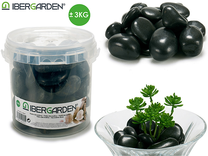 ibergarden-decorative-large-stone-pebbles-bucket-black-3kg