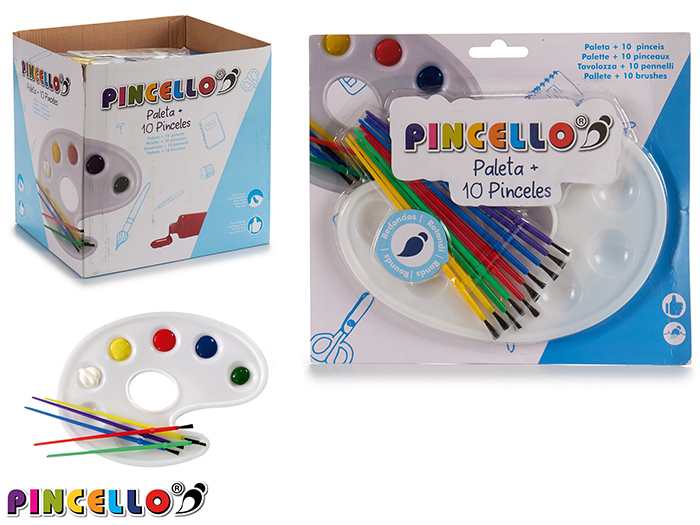 pincello-artist-set-of-10-paintbrushes-and-plastic-palette