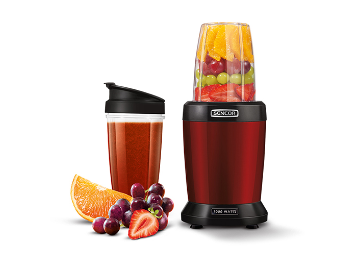 sencor-red-and-black-blender-with-mix-and-go-bottle-1000w-1l-and-0-8l