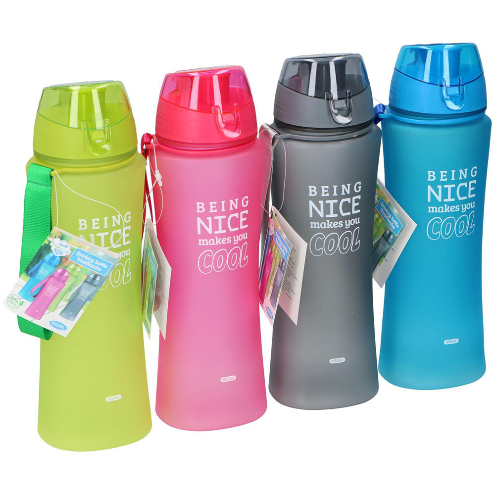 being-nice-makes-you-cool-plastic-drinking-bottle-650ml-4-assorted-colours