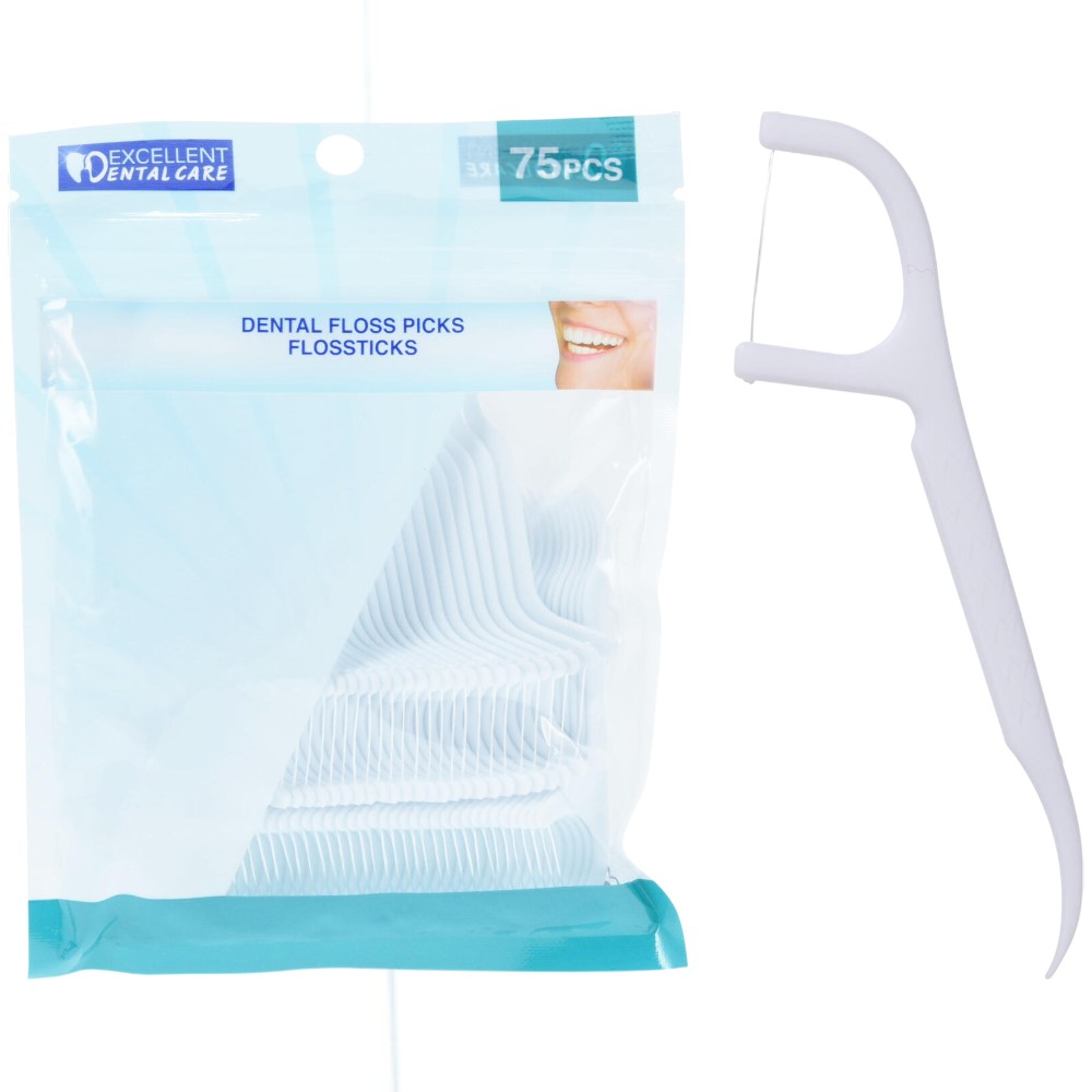 excellent-dental-care-dental-floss-picks-white-pack-of-75