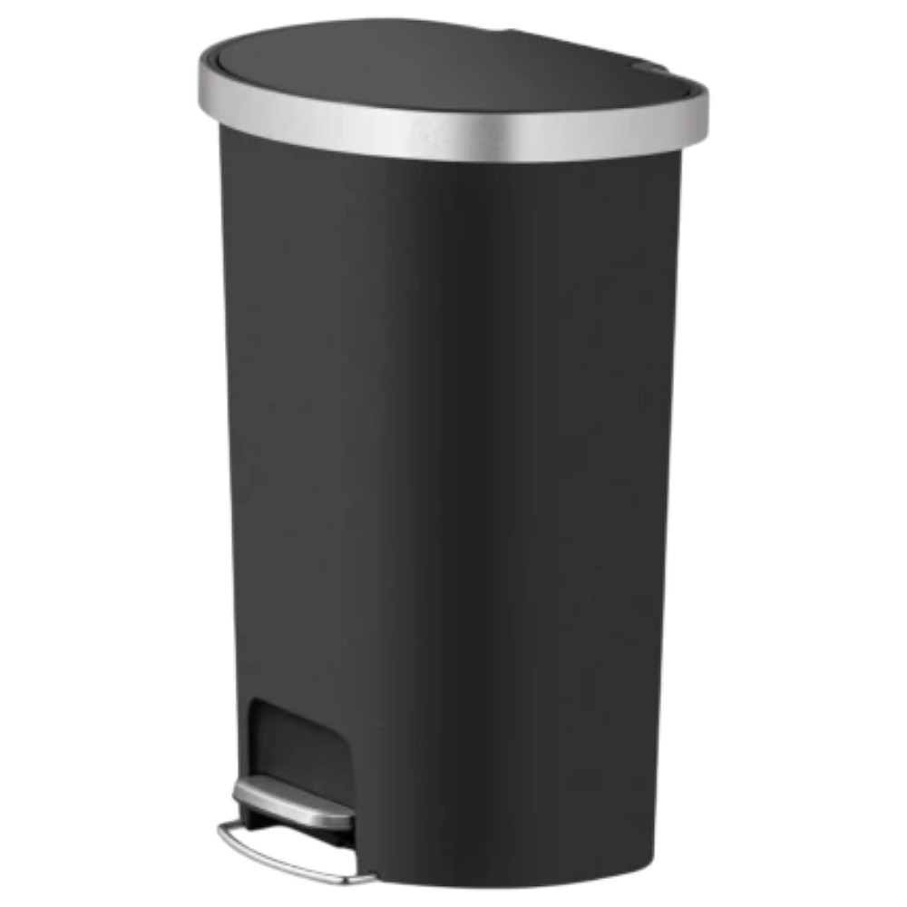 eko-hana-semi-round-plastic-pedal-bin-black-55l