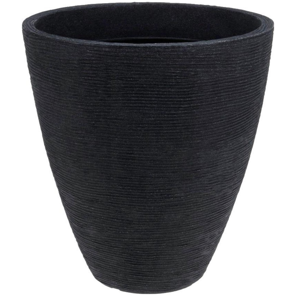 ribbed-round-flower-pot-black-39-×-42cm