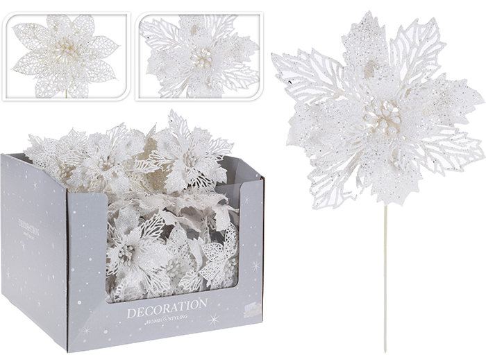 christmas-flower-on-pick-white-21cm-2-assorted-designs