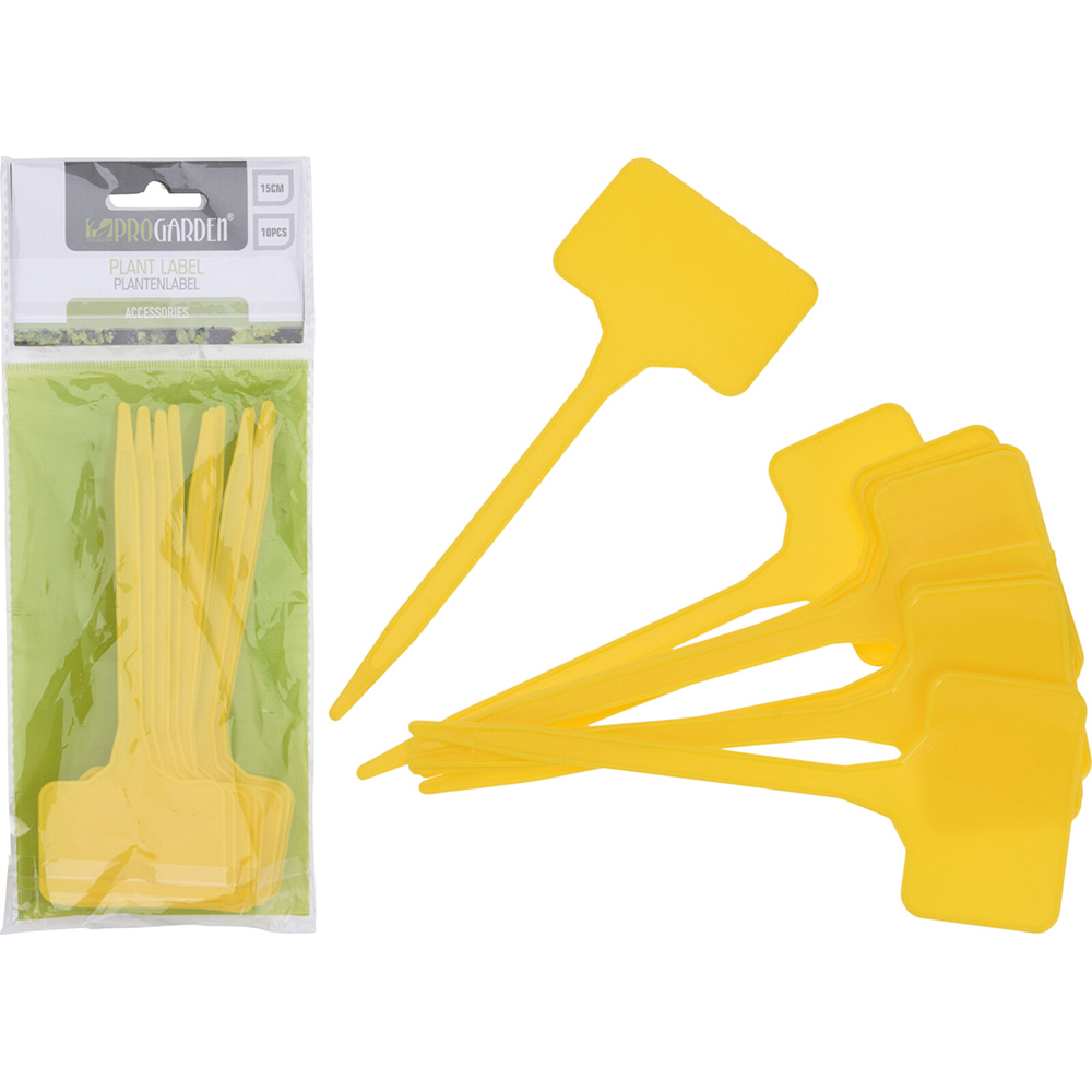 pro-garden-plastic-plant-label-set-of-10-pieces-yellow-15cm