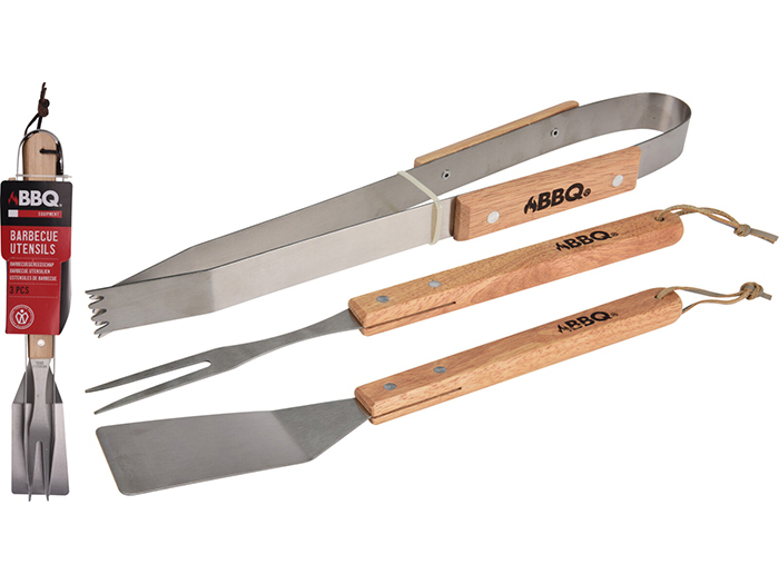 bbq-wooden-handle-stainless-steel-utensil-tool-34cm-set-of-3-pieces