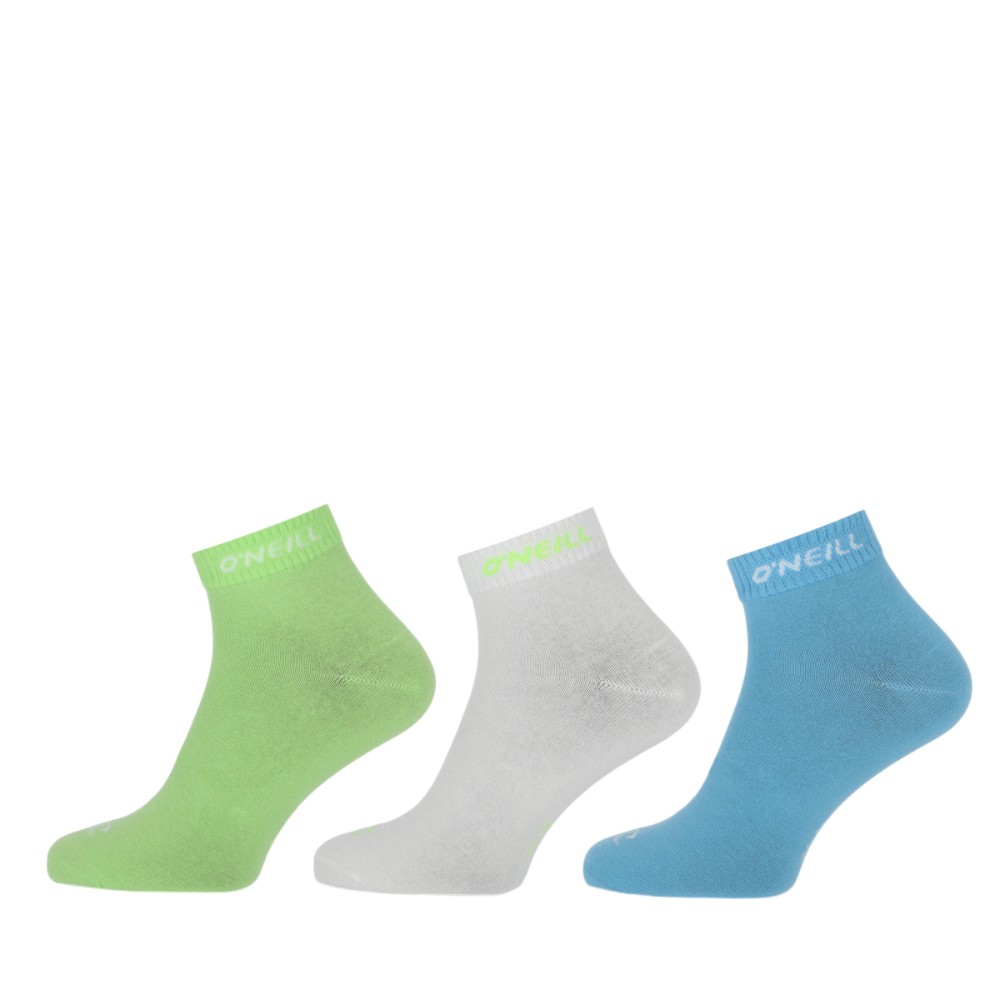 o-neill-women-men-quarter-socks-3-pack-43-46-jade-lime-white-alaskan-blue