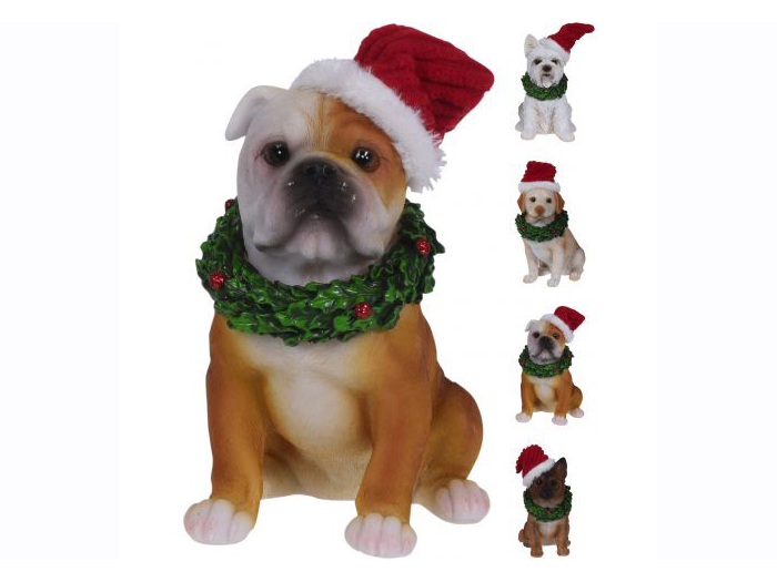 christmas-resin-dog-figurine-13cm-assorted-designs