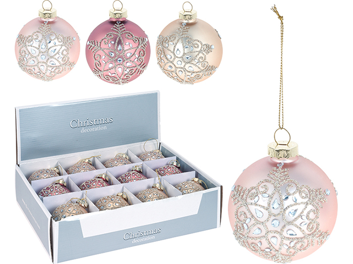 christmas-round-glass-bauble-with-ornament-8cm-3-assorted-colours
