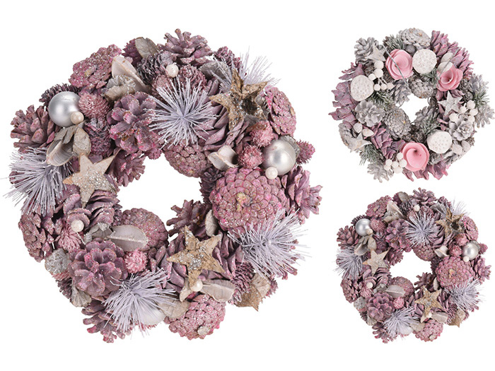 polyfoam-christmas-wreath-with-pinecones-pink-2-assorted-designs