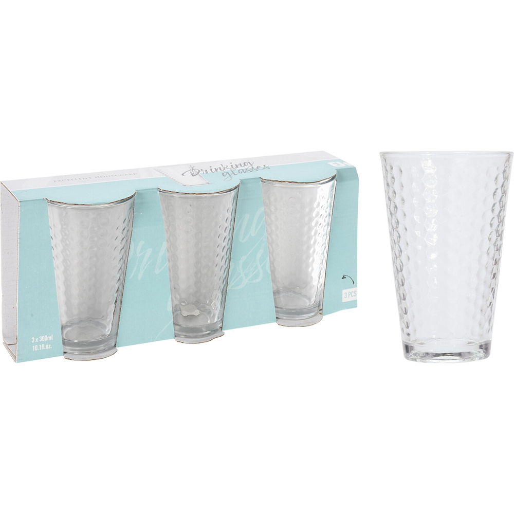 honeycomb-design-glass-drinking-tumblers-set-of-3-pieces-300-ml