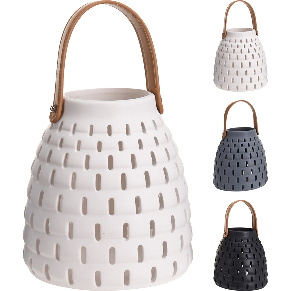 ceramic-perforated-lantern-with-faux-leather-handle-15-5-cm-3-assorted-colours