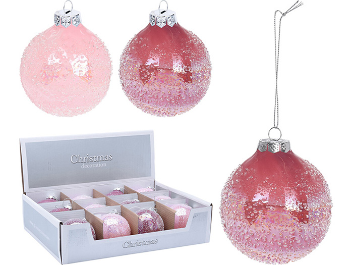 christmas-snowy-glass-round-bauble-pink-8cm-2-assorted-types