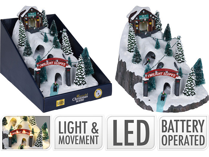 christmas-led-village-ski-scene-with-lights-movement-34cm-x-25cm
