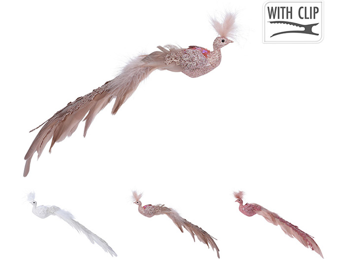 peacock-feather-on-clip-decoration-30cm-3-assorted-colours
