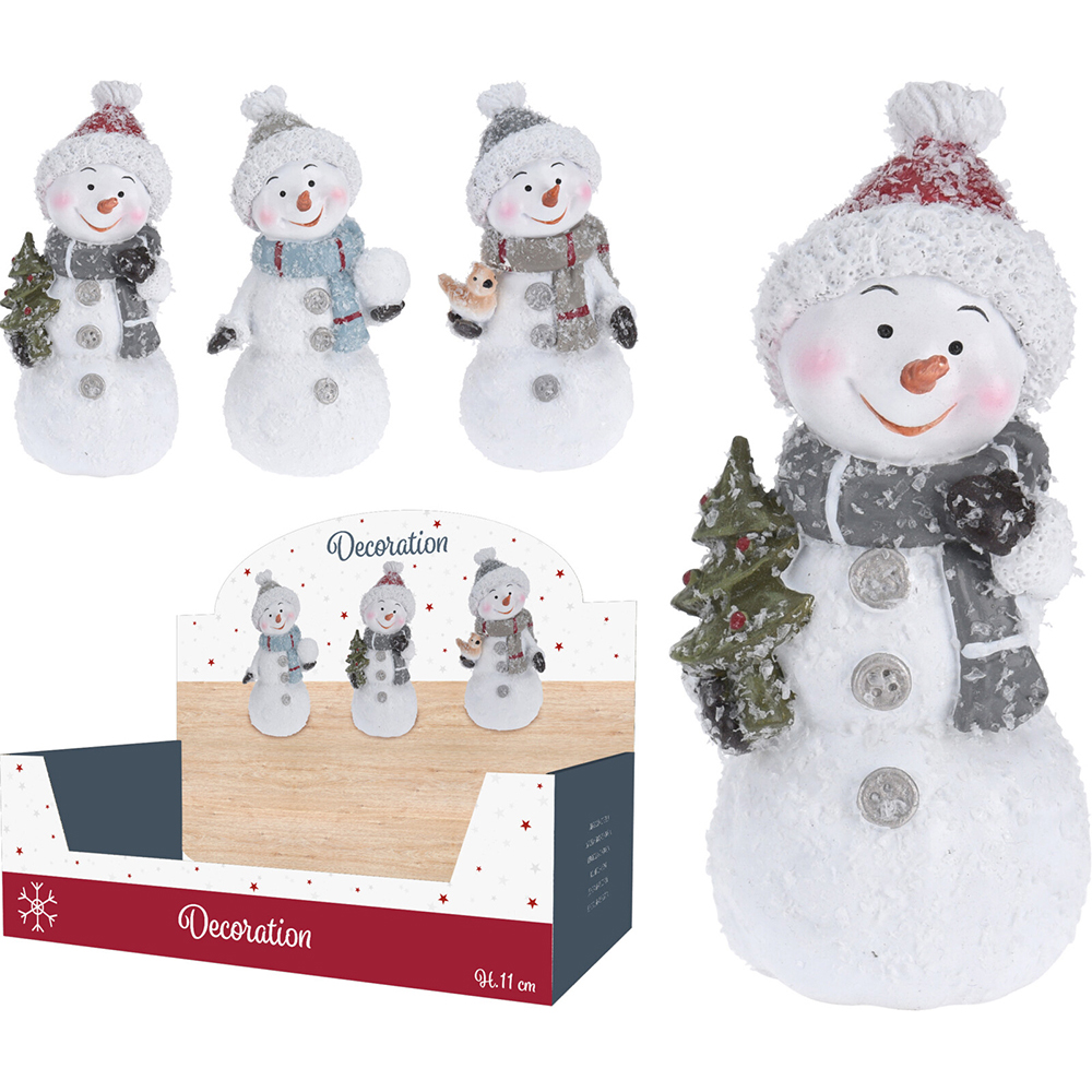 christmas-polyresin-snowman-figurine-11cm-3-assorted-designs