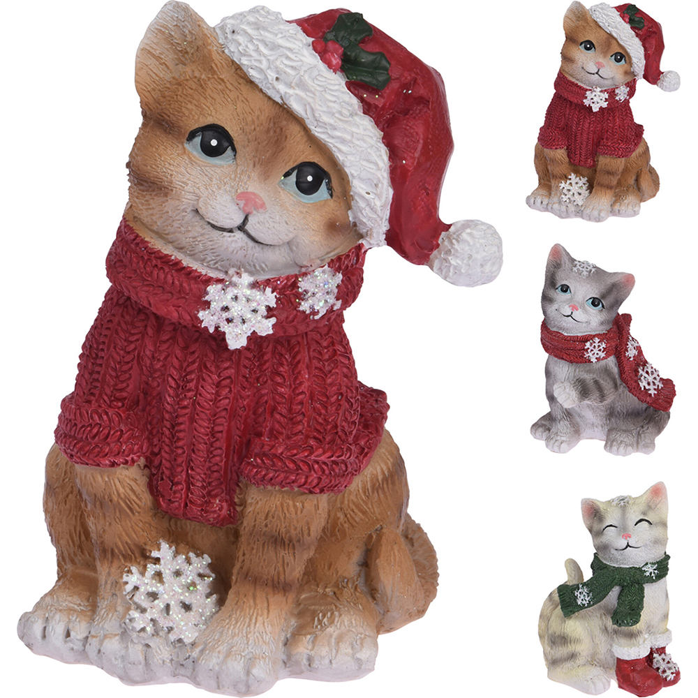 christmas-sitting-cat-figurine-in-polyresin-11-cm-3-assorted-designs