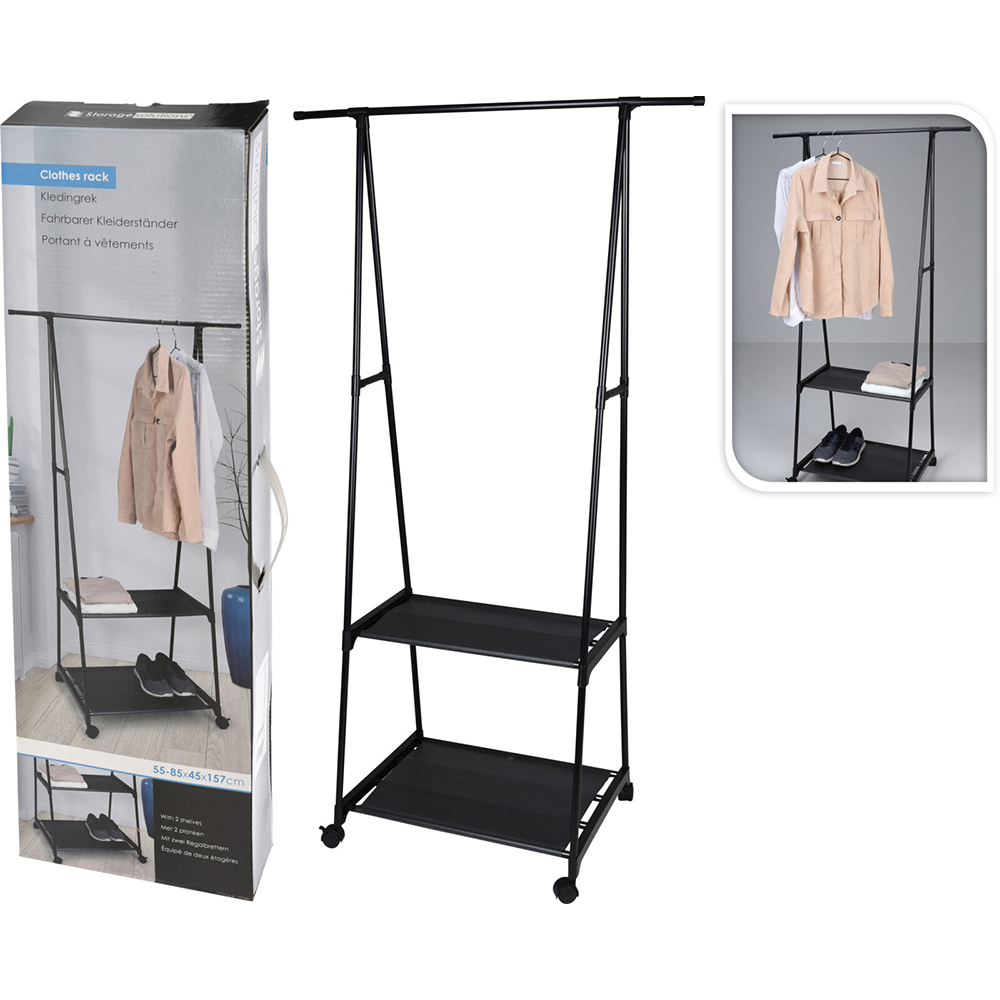 metal-clothing-rack-with-wheels-and-shelves-in-black