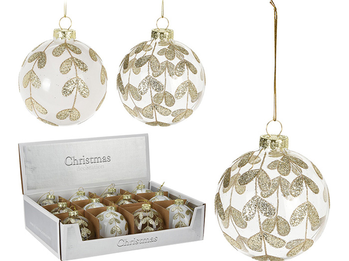 christmas-leaf-design-glass-bauble-gold-glitter-8cm-2-assorted-types