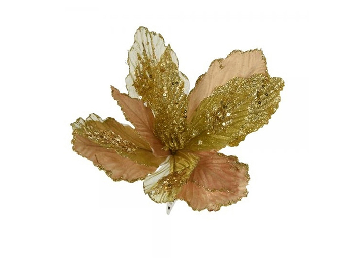 gitter-gold-flower-on-clip-christmas-decoration