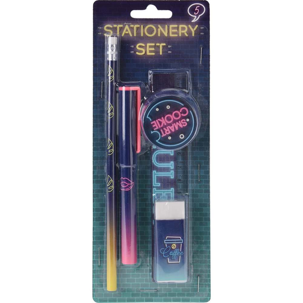 neon-lights-design-stationery-set-of-5-pieces
