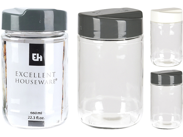 excellent-houseware-glass-storage-jar-660ml-2-assorted-colours