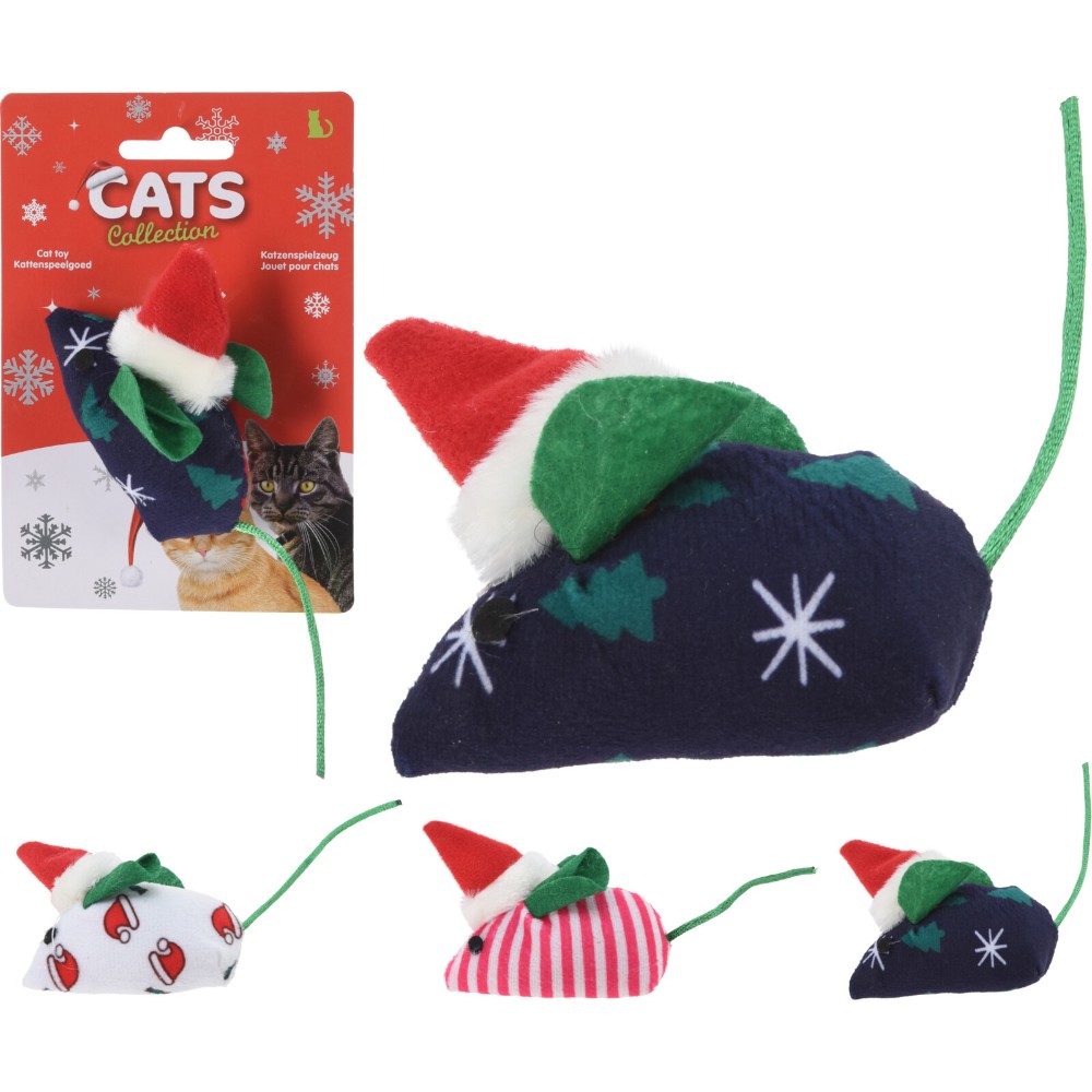 christmas-mouse-with-a-hat-cat-toy-7-cm-x-3-5-cm-3-assorted-designs
