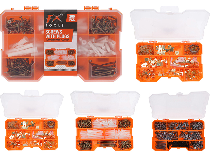 fx-tools-screws-plugs-set-of-260-pieces-3-assorted-designs