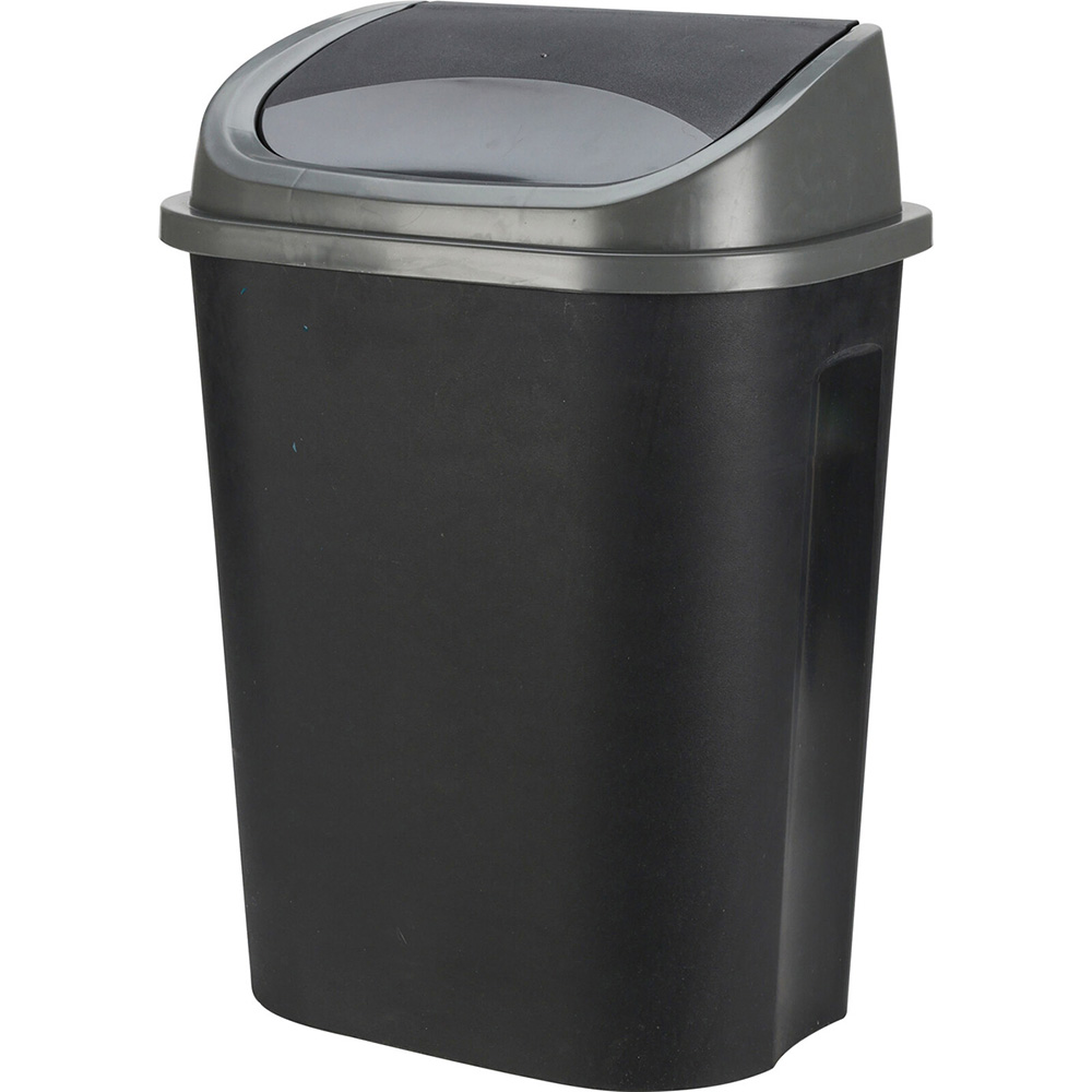 swing-lid-plastic-waste-bin-black-grey-25l