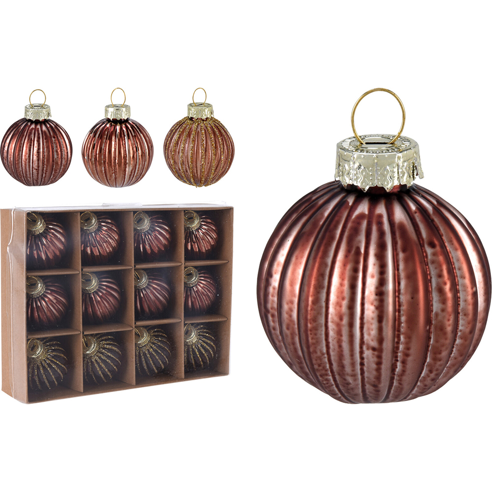 embossed-lines-glass-christmas-ball-brown-4cm-set-of-12-pieces