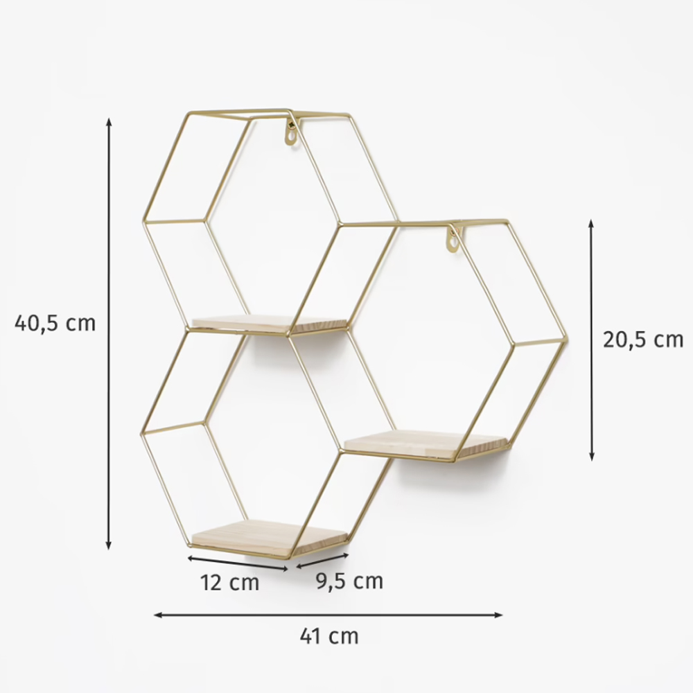 triple-hexagon-metal-wood-shelf-wall-rack-gold