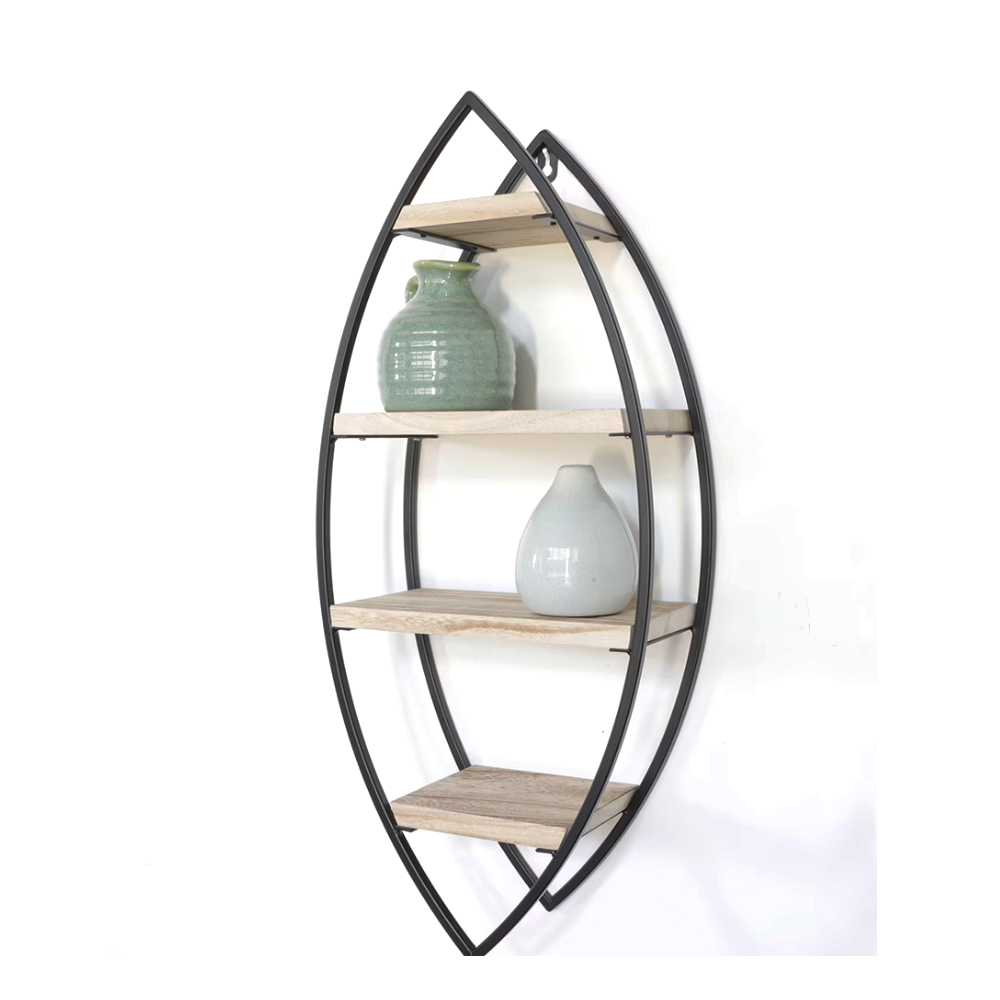 petal-shaped-metal-wood-wall-storage-rack-black
