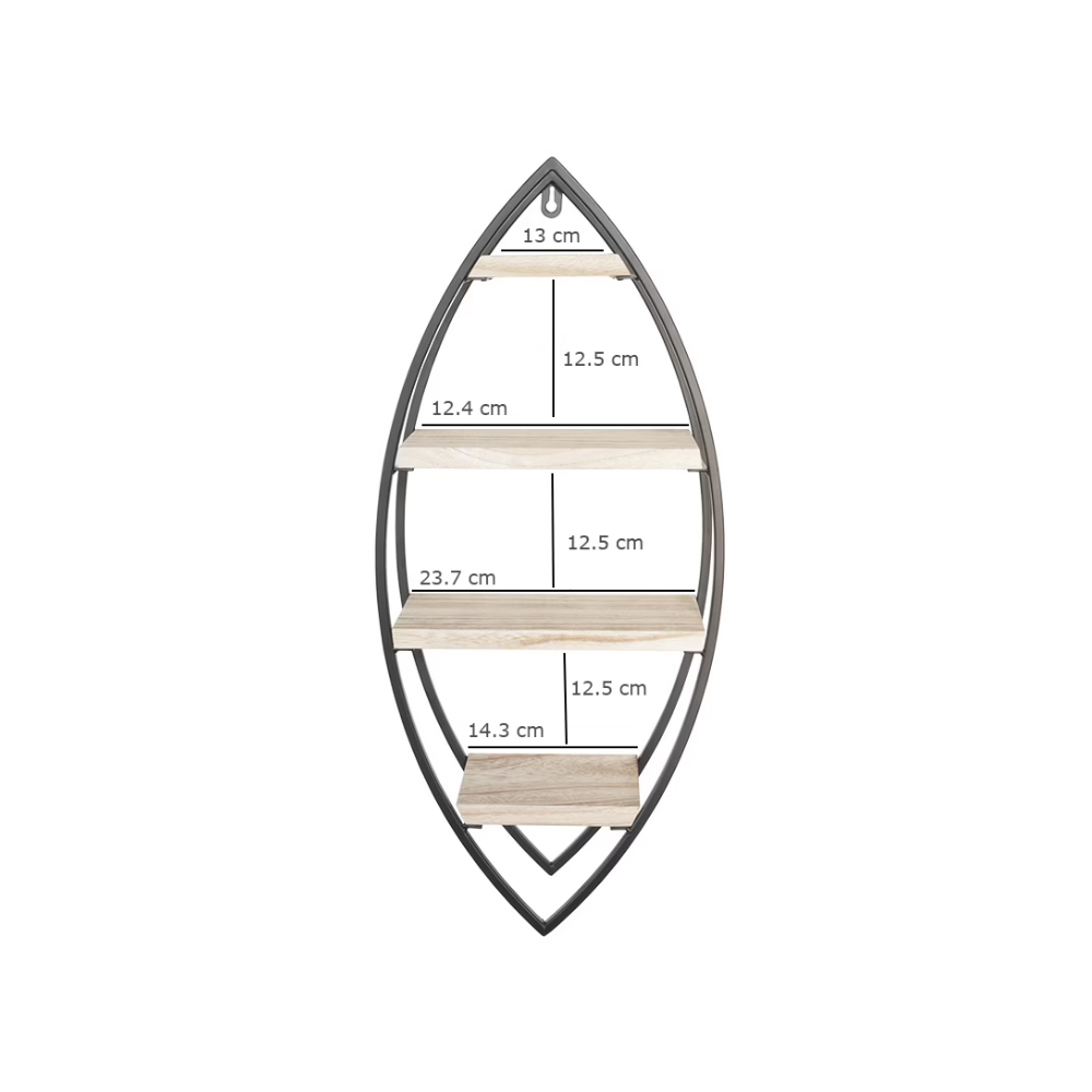 petal-shaped-metal-wood-wall-storage-rack-black
