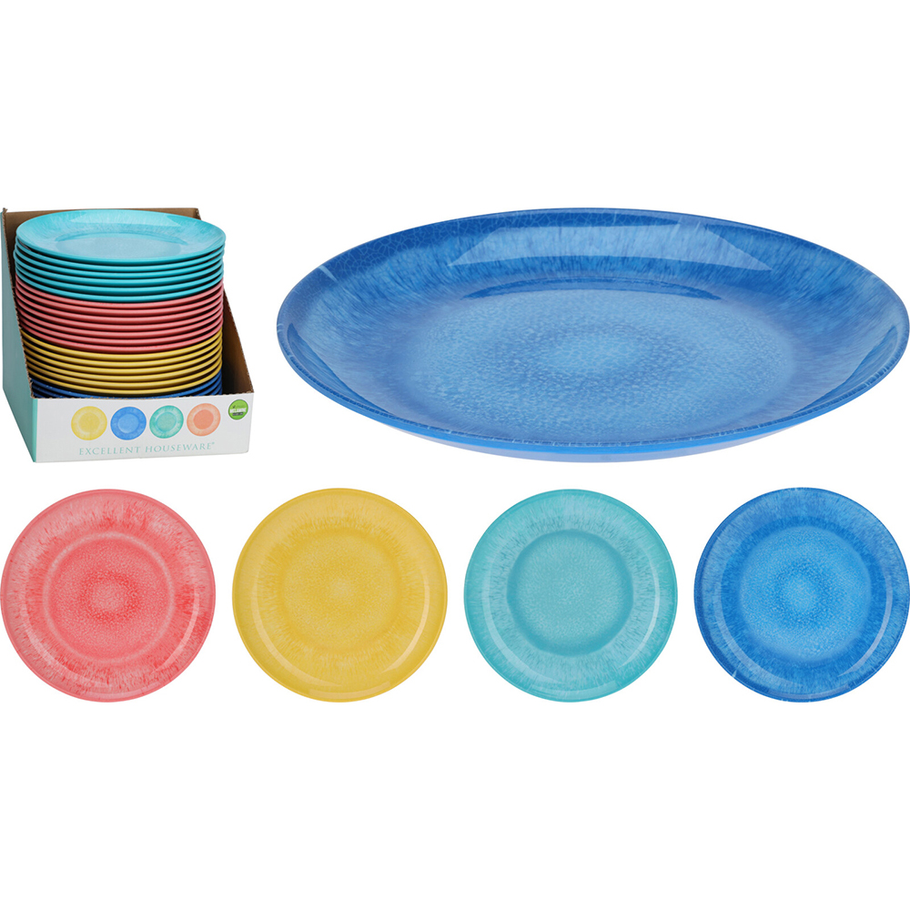 melamine-flat-plate-20cm-4-assorted-colours