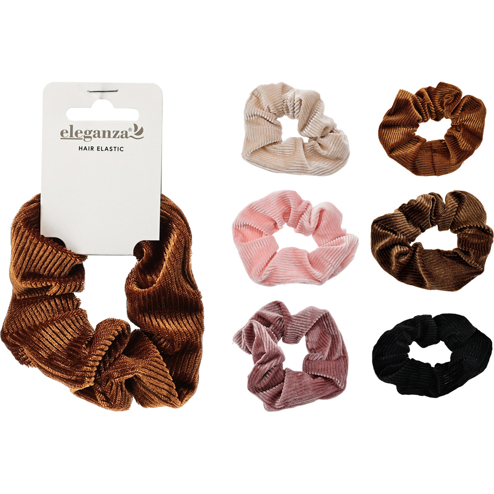 eleganza-polyester-with-rubber-hairband-6-assorted-colours