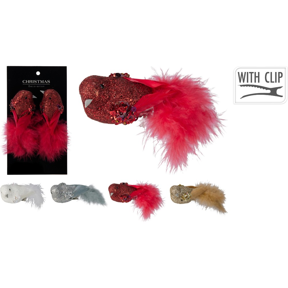 christmas-bird-on-clip-12cm-2-sets-4-assorted-colours