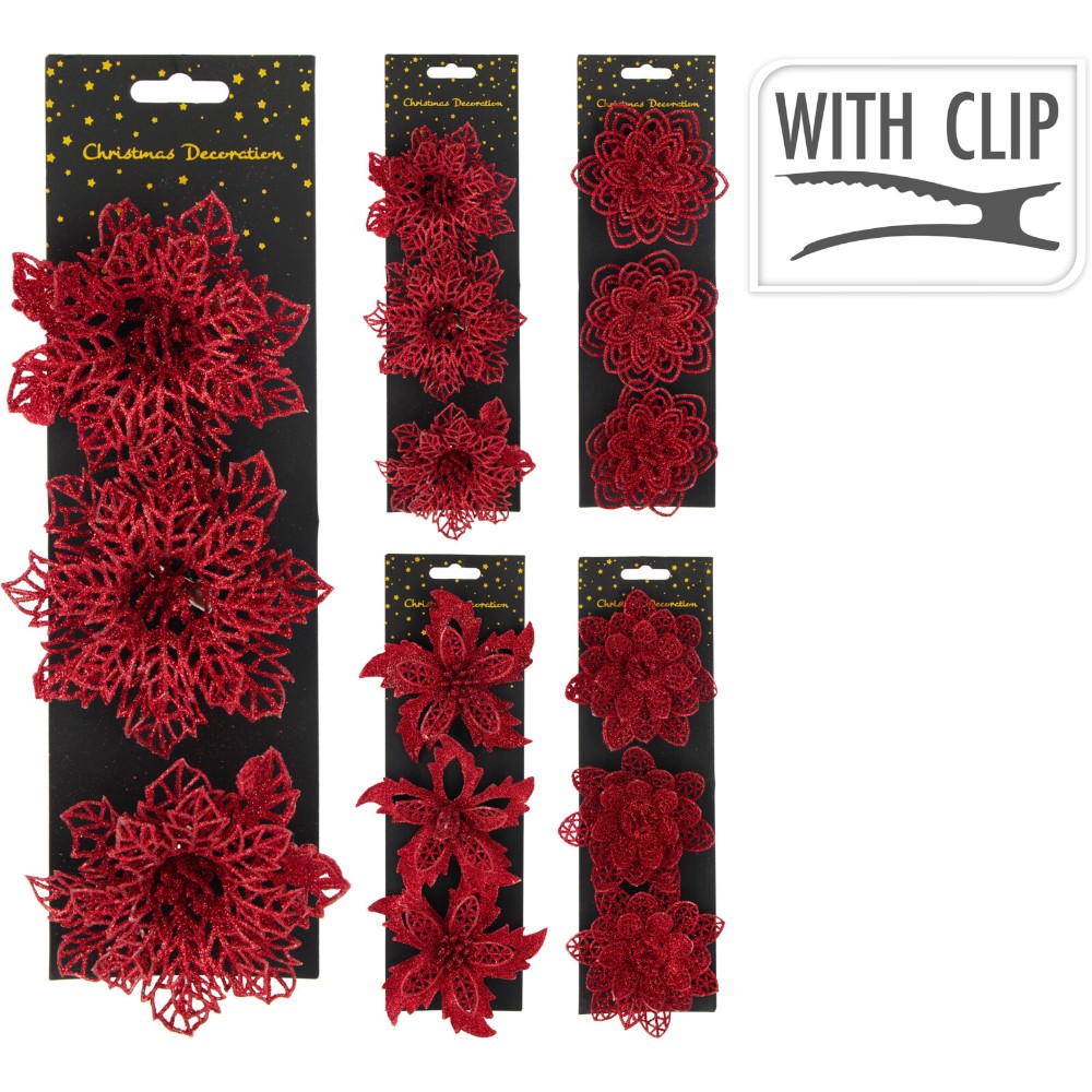 christmas-tree-clip-christmas-flower-glitter-set-of-3-psc-red-4-assorted-designs