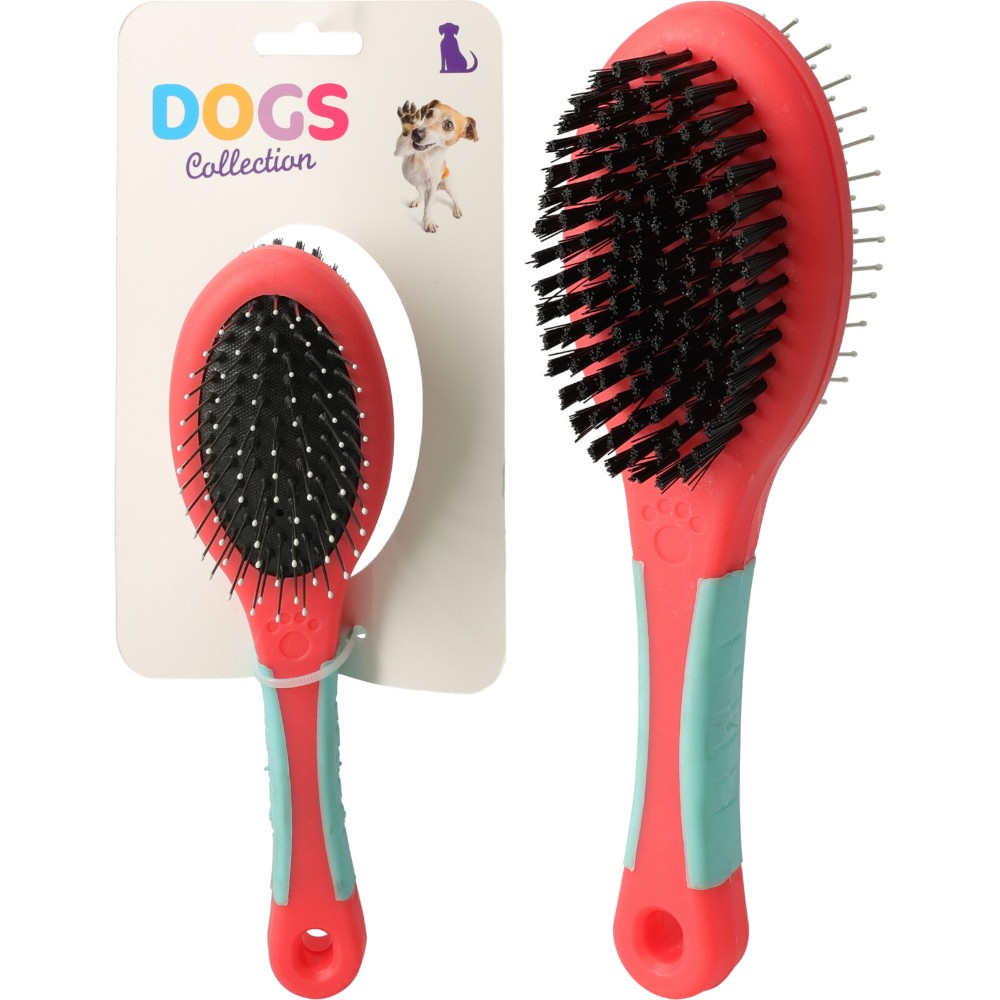 dogs-collection-double-sided-dog-grooming-brush-red-and-mint-green