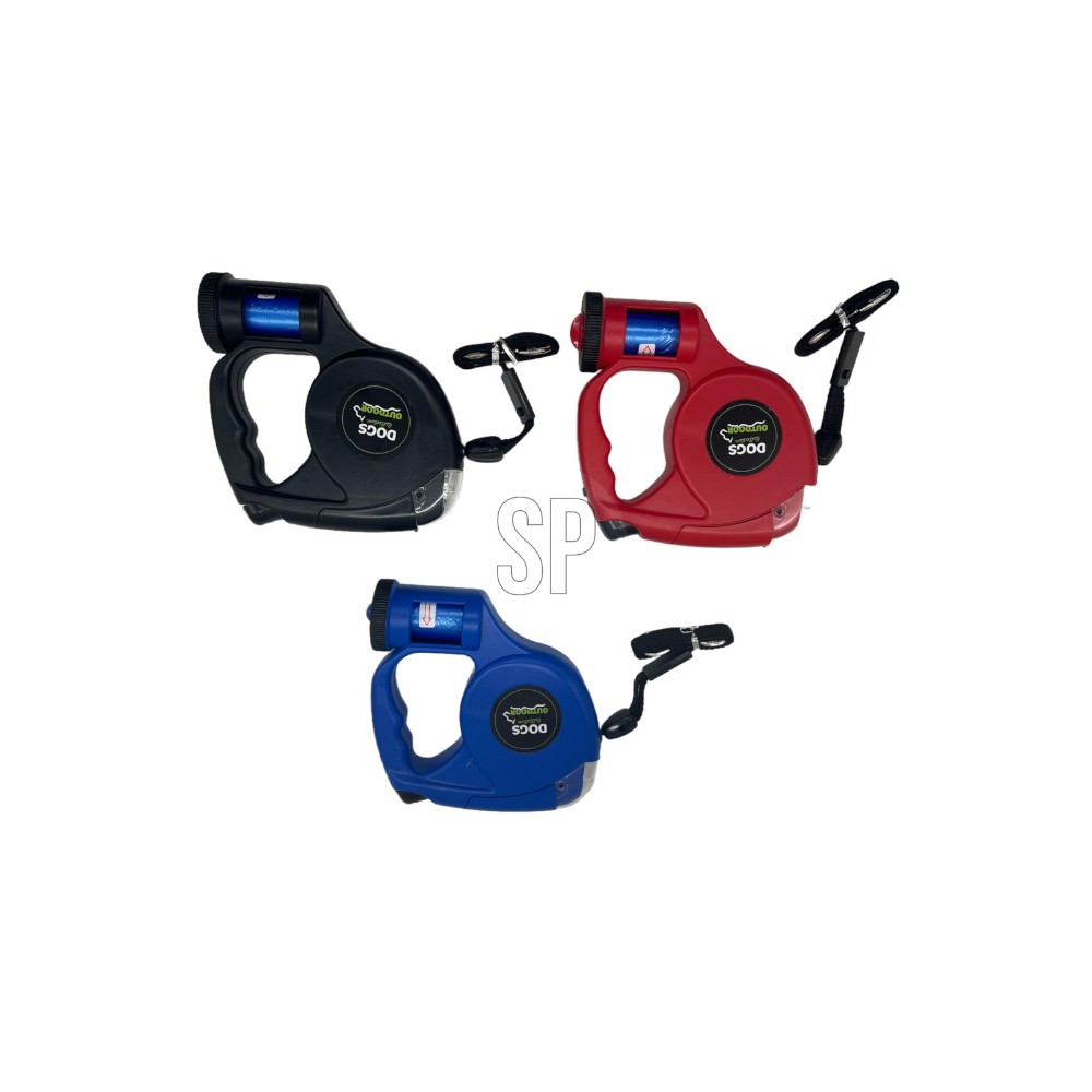 dogs-collection-retractable-dog-lead-with-waste-bag-dispenser-3-assorted-colours
