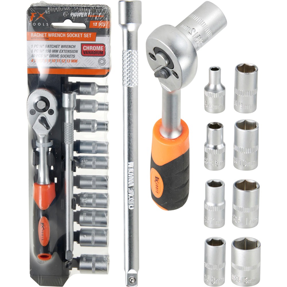 fx-tools-ratchet-wrench-socket-set-with-extension-12-pieces
