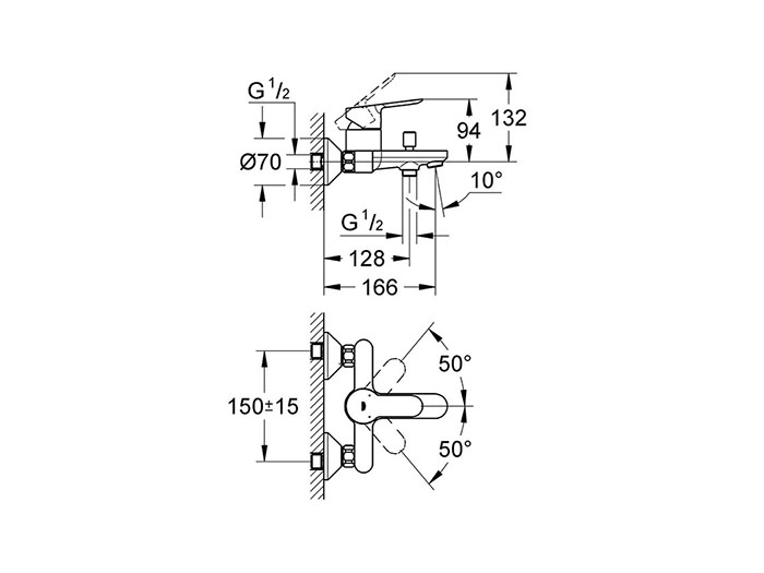 grohe-wall-mounted-bath-mixer-with-single-lever