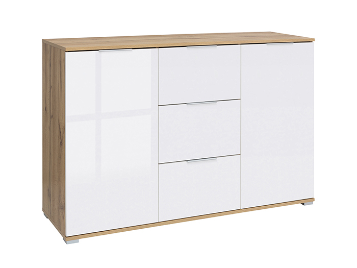 zele-wotan-oak-and-shiny-white-2-door-3-drawer-cabinet-135cm-x-41cm-x-86cm