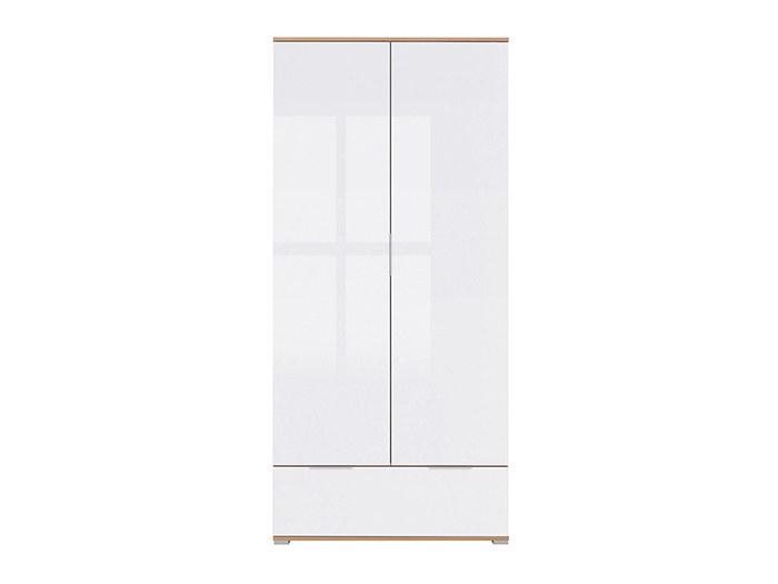 zele-wotan-oak-and-shiny-white-2-door-wardrobe-with-1-drawer-90-5cm-x-56-5cm-x-195cm