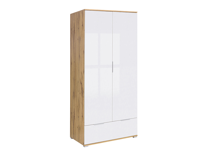 zele-wotan-oak-and-shiny-white-2-door-wardrobe-with-1-drawer-90-5cm-x-56-5cm-x-195cm